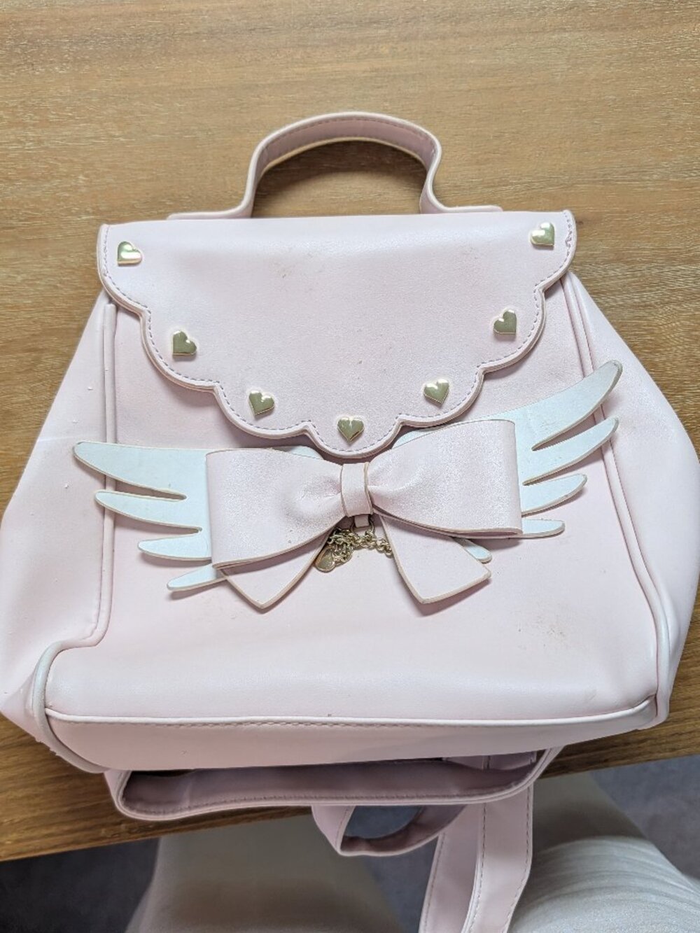 Blackheart Hot Topic Pink Cat Mini Backpack Purse Bow Wings